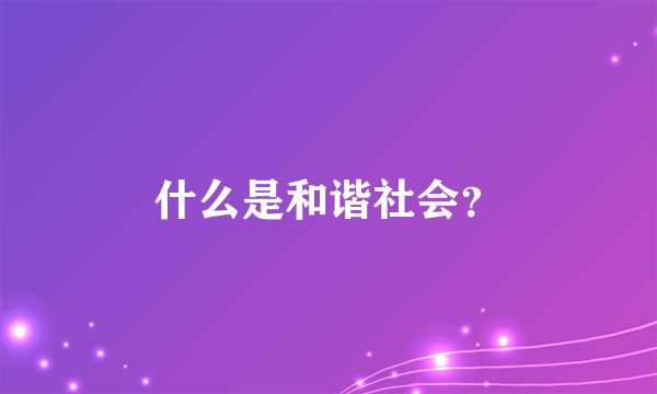 什么是和谐社会？