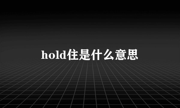 hold住是什么意思