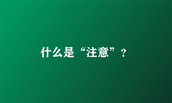 什么是“注意”？