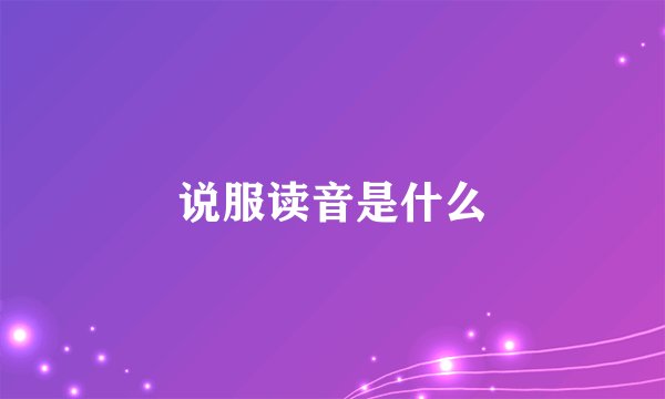 说服读音是什么