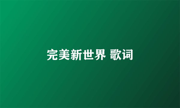 完美新世界 歌词