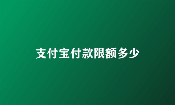 支付宝付款限额多少