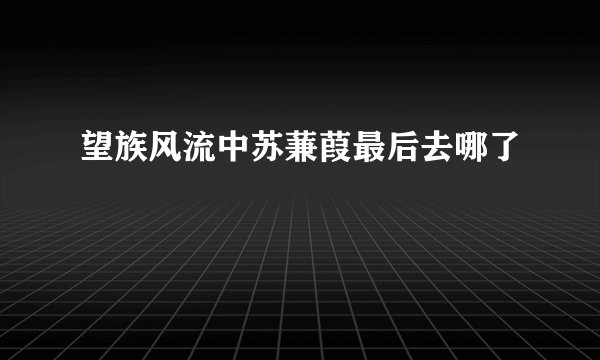 望族风流中苏蒹葭最后去哪了