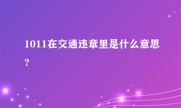 1011在交通违章里是什么意思？