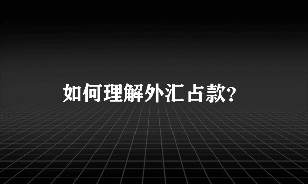 如何理解外汇占款？
