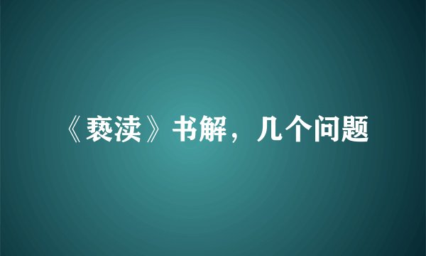 《亵渎》书解，几个问题