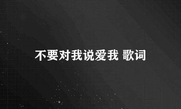不要对我说爱我 歌词