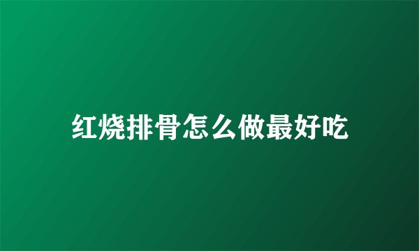 红烧排骨怎么做最好吃