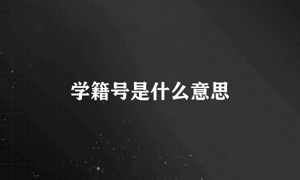 学籍号是什么意思