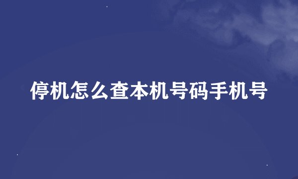停机怎么查本机号码手机号