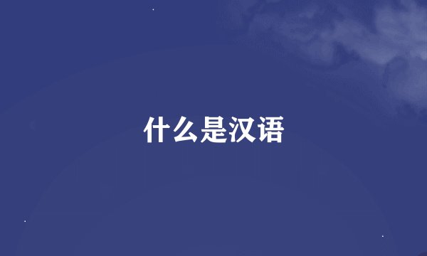 什么是汉语