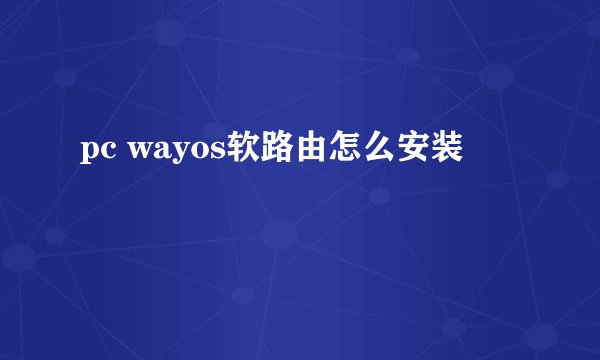 pc wayos软路由怎么安装