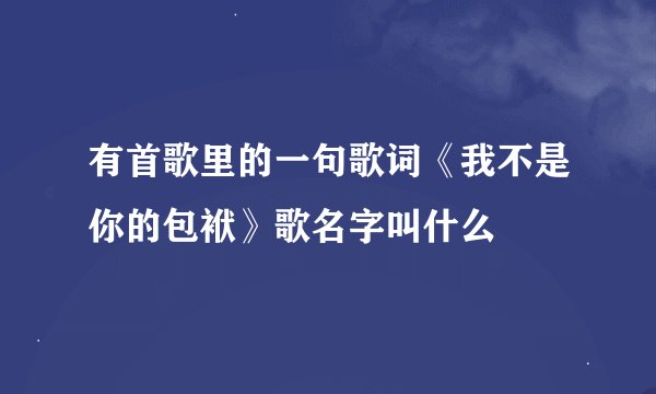 有首歌里的一句歌词《我不是你的包袱》歌名字叫什么