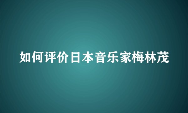 如何评价日本音乐家梅林茂