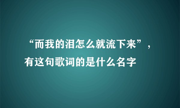 “而我的泪怎么就流下来”，有这句歌词的是什么名字