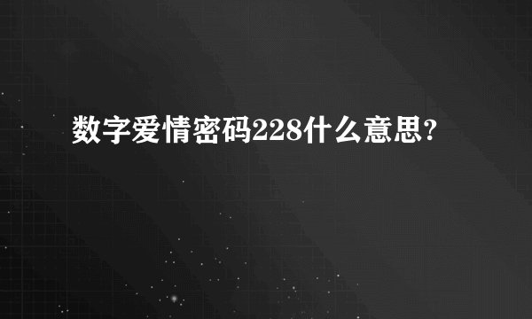 数字爱情密码228什么意思?