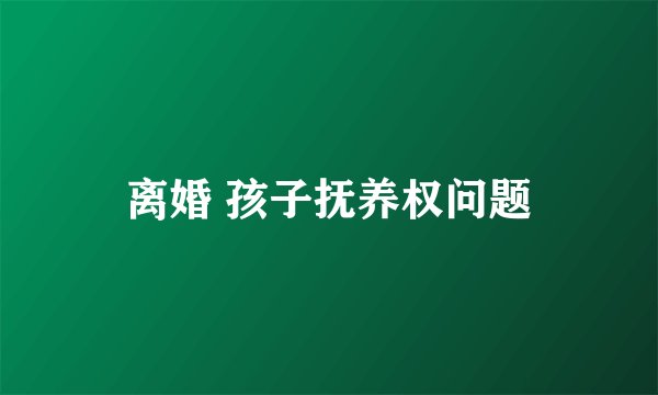 离婚 孩子抚养权问题