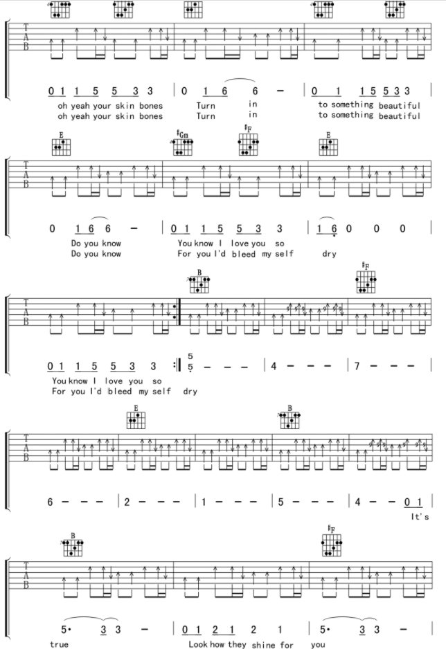 《yellow》吉他谱原版是什么?