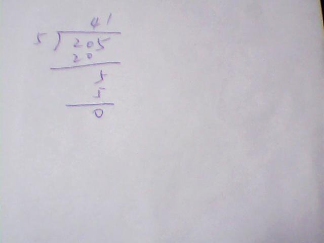 2o5除以5等于多少用竖式