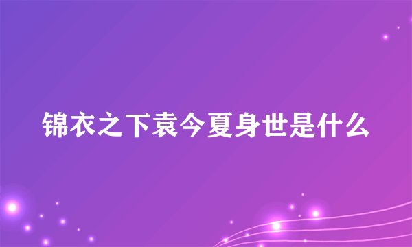 锦衣之下袁今夏身世是什么
