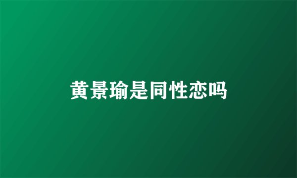 黄景瑜是同性恋吗