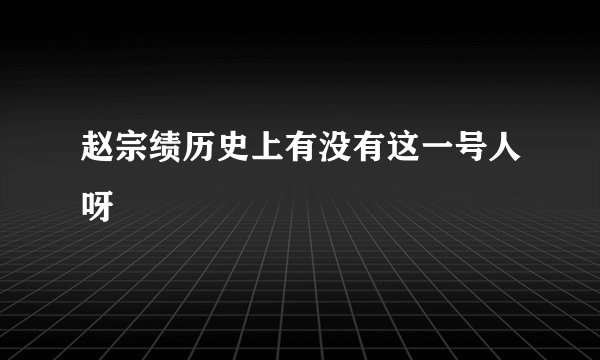 赵宗绩历史上有没有这一号人呀