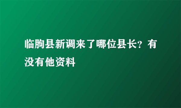 临朐县新调来了哪位县长？有没有他资料