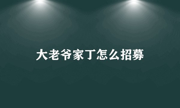 大老爷家丁怎么招募