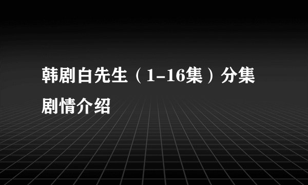 韩剧白先生（1-16集）分集剧情介绍