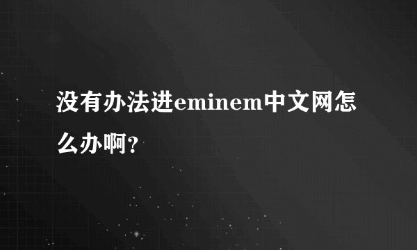 没有办法进eminem中文网怎么办啊？