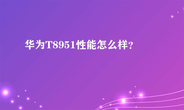华为T8951性能怎么样？