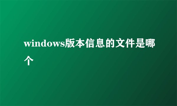 windows版本信息的文件是哪个