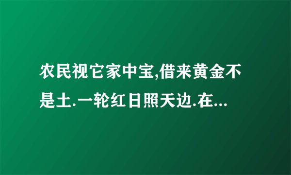 农民视它家中宝,借来黄金不是土.一轮红日照天边.在十二生肖中是什么