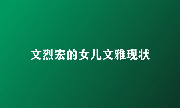 文烈宏的女儿文雅现状