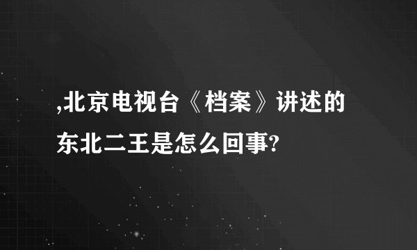,北京电视台《档案》讲述的东北二王是怎么回事?