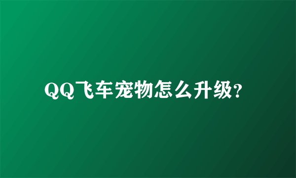 QQ飞车宠物怎么升级？
