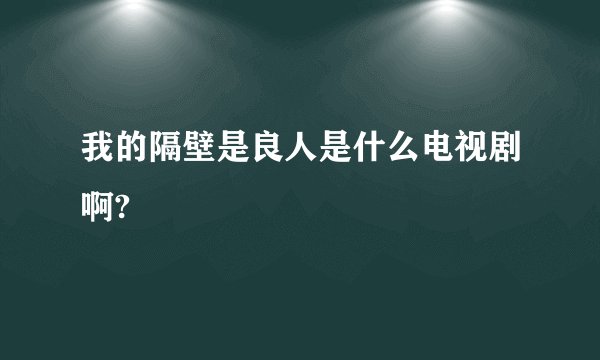 我的隔壁是良人是什么电视剧啊?