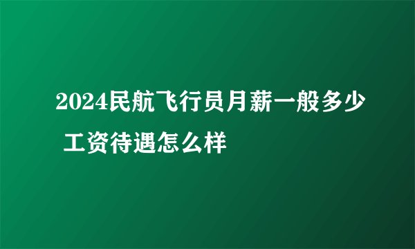 2024民航飞行员月薪一般多少 工资待遇怎么样