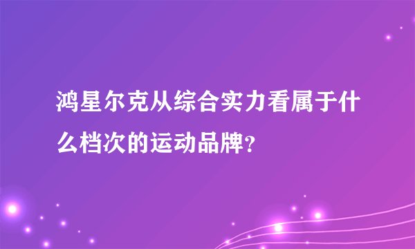 鸿星尔克从综合实力看属于什么档次的运动品牌？
