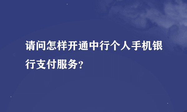 请问怎样开通中行个人手机银行支付服务？
