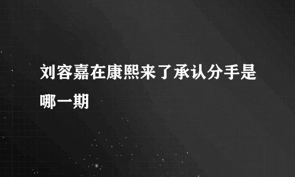 刘容嘉在康熙来了承认分手是哪一期