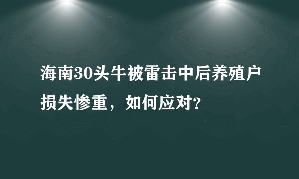 海南30头牛被雷击中后养殖户损失惨重，如何应对？