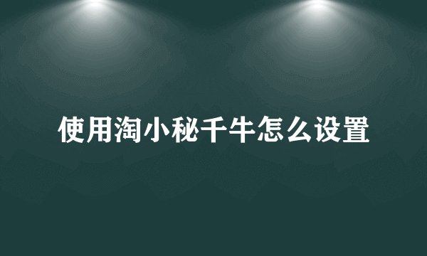 使用淘小秘千牛怎么设置