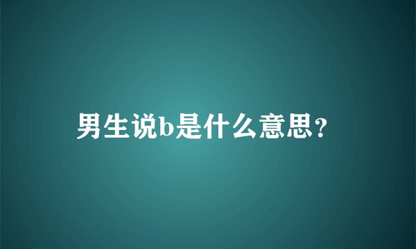 男生说b是什么意思？