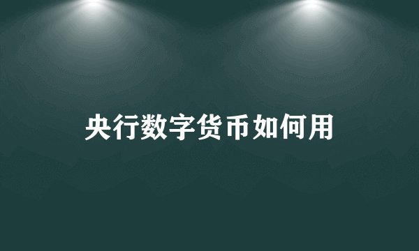 央行数字货币如何用