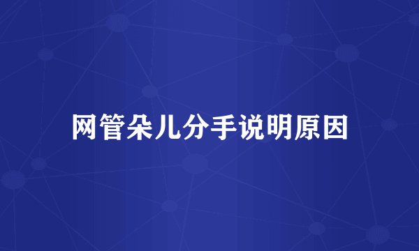网管朵儿分手说明原因