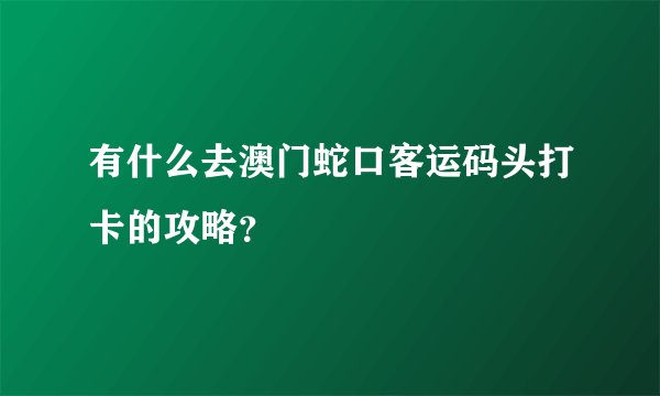 有什么去澳门蛇口客运码头打卡的攻略？