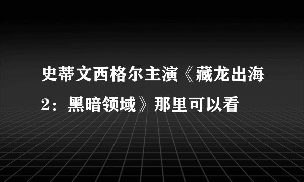 史蒂文西格尔主演《藏龙出海2：黑暗领域》那里可以看