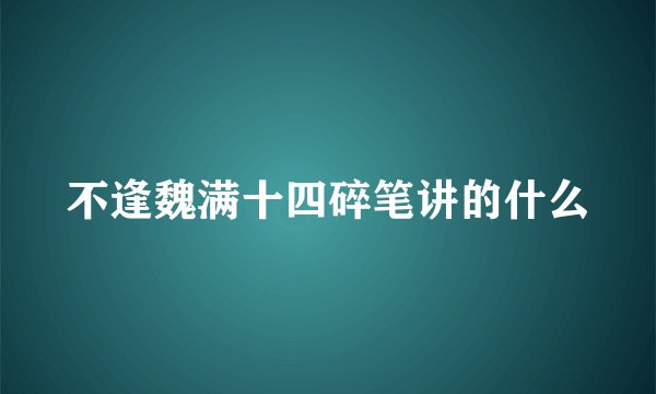 不逢魏满十四碎笔讲的什么