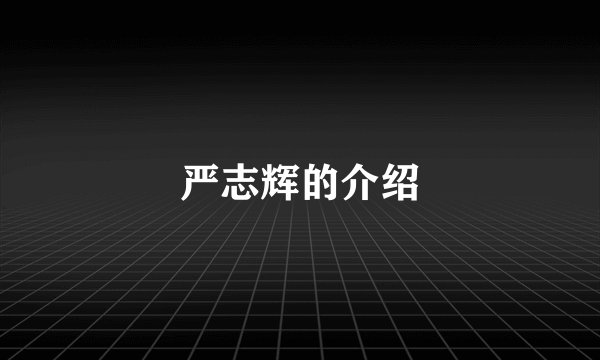 严志辉的介绍